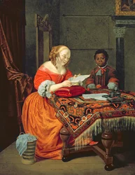 A Woman Reading a Letter with a Black in Attendance, 1670