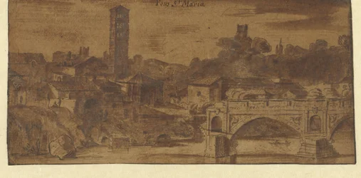 View of S. Maria in Cosmedin, the Temple of Vesta and the Ponte S. Maria in Rome