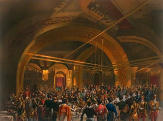 Coronation Banquet for the Envoys in the Golden Hall of the Great Kremlin Palace, Moscow