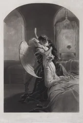 Tamara and Demon. Illustration to the poem The Demon by Mikhail Lermontov