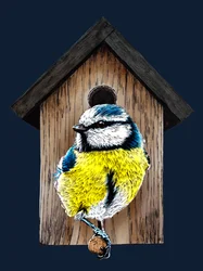New Home Blue Tit on Midnight Blue