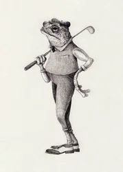 Frog In Vintage Golf Attire