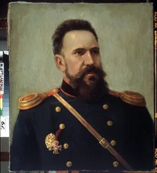 Portrait of the Military Engineer Sergei Mosin (1849-1902), Inventor of the Mosin-Nagant Rifle - Painting by Mikhail Gerets (1900-1942)