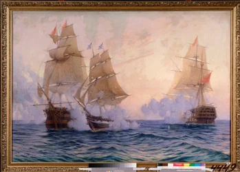 The brig Mercury fighting two Turkish ships, May 14, 1829