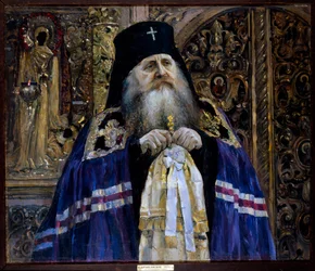 Portrait of Metropolitan Antony of Kiev and Galicia (1863-1936) - Oil on Canvas by Mikhail Vasilyevich Nesterov (1862-1942)