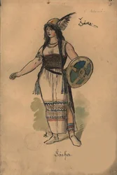 Sarka. Costume design for the opera Sarka by Zdenek Fibich, 1897