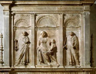 Virgin and Child Between St Laurent and St Leonard. High Marble Relief