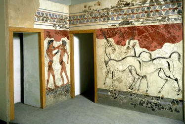 Minoan Art: “Fighting animals and fighters” - Fresco from Akrotiri on Santorini. 16th century BC. Athens, National Archaeological Museum