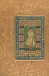 Portrait of Zamana Beg, Mahabat Khan, Folio from the Shah Jahan Album, recto: ca. 1610. Creators: Mir 