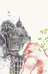 Ornate Building Horse Sketch