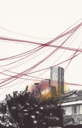 Skyline with Red Lines