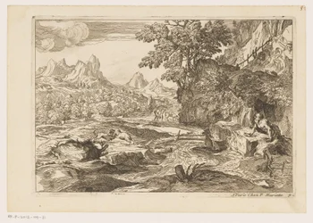 Landscape with Saint Jerome and Two Fighting Lions
