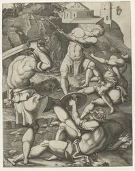 Battle between Five Roman Soldiers
