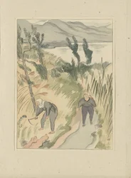 Near the Nippara Lake (Nippara Kohan) (Part Two, Aizu Area series) (Prints of Japanese Landscapes series) (Nihon Fûkei Hanga series)