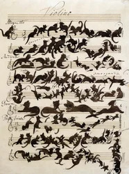 The Symphony of the Cat drawing by Moritz von Schwind of 1868. Staatliche kunsthalle karlsruhe.