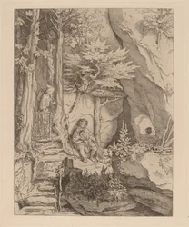 A Monk with a Bagpipe Player