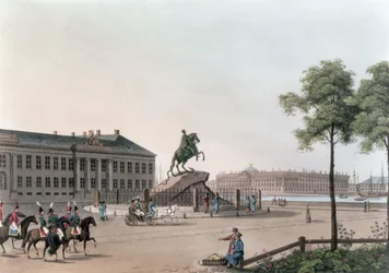 View of the Place of Peter the Great and the Senate House at St. Petersburg, illustration for May from 
