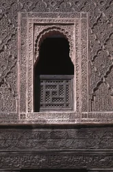 View of a window in the courtyard of the Ali ben Youssef Medersa, built by the Saadians in 1565