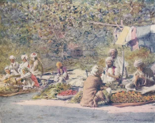 A Vegetable Market, Peshawar, 1905
