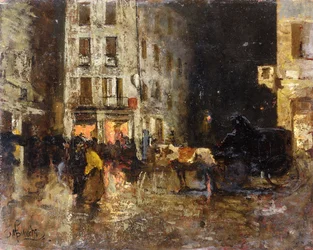 A Street Scene at Night