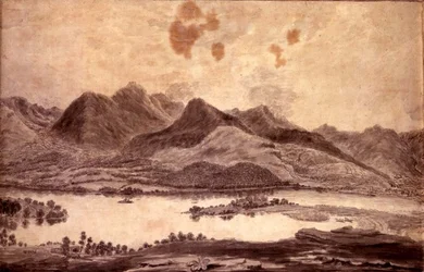 Panoramic View of Derwentwater and the Vale of Keswick, detail of the northern end of Derwent Water