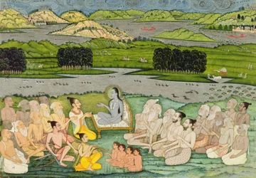 The sage Shuku Deva addressing King Parikshit & a group of Sadhus