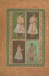 Four Portraits: upper left A Raja Perhaps Raja Sarang Rao, by Balchand