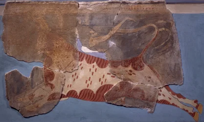 Bullfighting Scene, Fresco from Tirinto Palace, Mycenaean Civilization