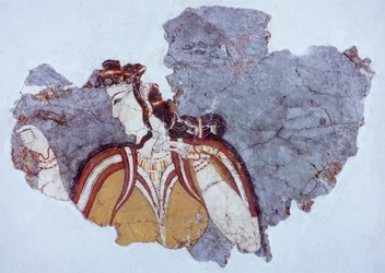Lady of Court, Fresco from Mycenae Palace, Mycenaean Civilization