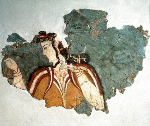 Mycenaean Art: the Lady of Mycenae Fresco depicting a courtesan from a private home of the acropolis