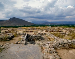 Mycenaean art: baths of the Mycenaean citadel, Tiryns city, around 1200 BC. Greece