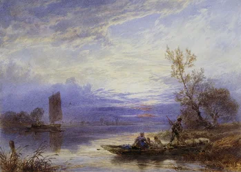 A Ferry at Sunset