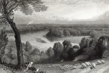 The Thames from Richmond Hill, engraved by J. Saddler, printed by Cassell, Petter and Galvin