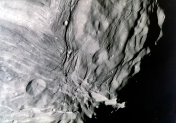 Miranda, One of the Moons of Uranus, Seen from Voyager 2