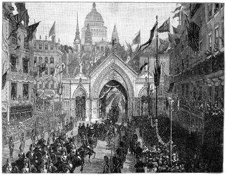 The procession at Ludgate Hill, Thanksgiving Day, London, 1900