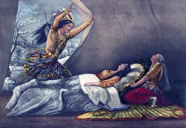 The Death of Minnehaha. Illustration by Currier & Ives