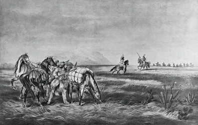 Peace or war, Encounter between the Indians and white hunters