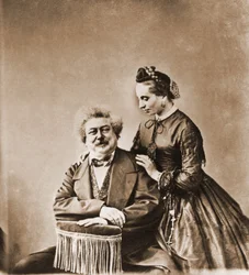 Portrait of Alexandre Dumas pere, novelist and his daughter Marie Dumas