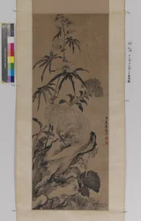 Rooster On Rock, Among Flowers