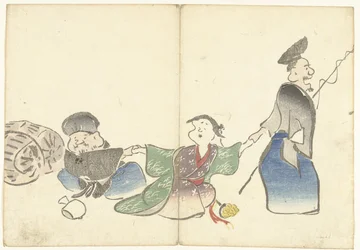 Two gods of fortune and a temple dancer (series title) Print album of Korin (series title)