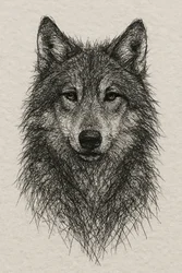 Detailed Wolf Drawing