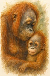 Gentle Orangutan Embrace
