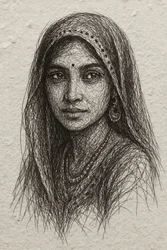 Serene Indian Pen Portrait