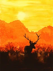 Sunset Stag Silhouette