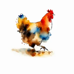 Vibrant Watercolor Chicken
