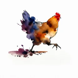 Vibrant Watercolor Chicken