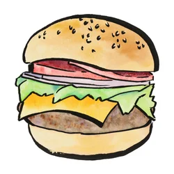 Watercolored Cheeseburger