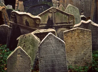 Tombstones in the Old Jewish Cemetery in Josefov, the Jewish Quarter of Old Town, Prague
