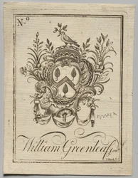 Bookplate: Coat of Arms with William Greenleaf Jun.r inscribed