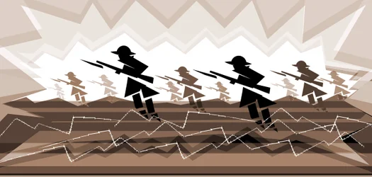 World War One Soldiers with Bayonets - Emerging from Trenches